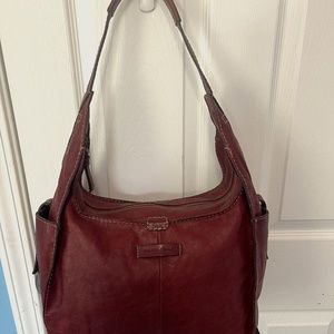 FRYE Leather Side Pockets Hobo Bag in Whiskey Brown
